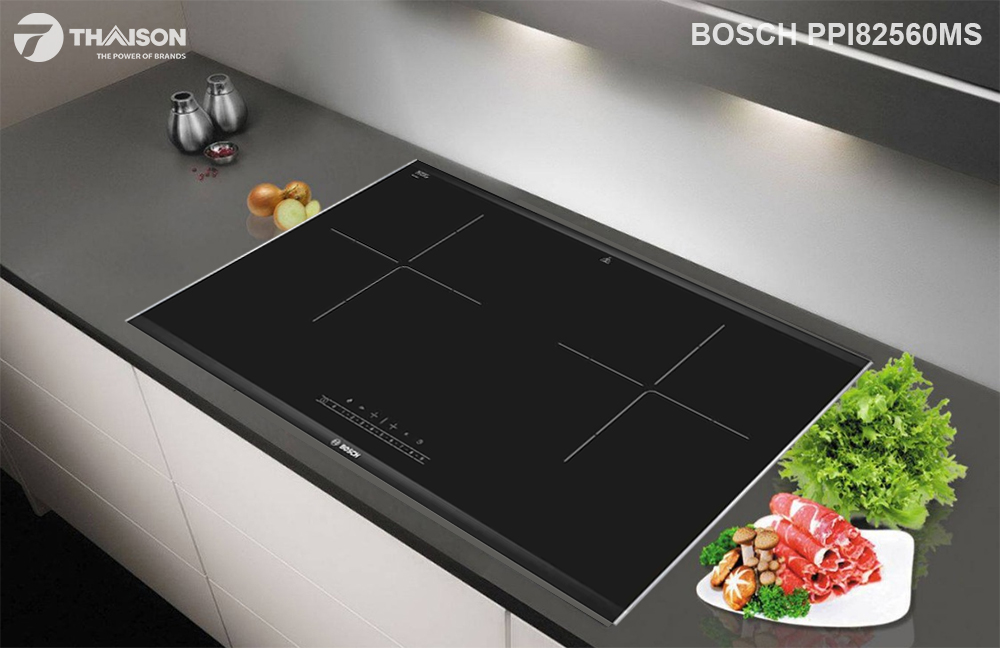 Bếp điện từ Bosch PMI968MS trong không gian bếp.