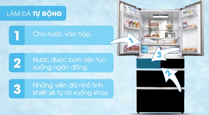 Cách sử dụng chức năng làm đá tự động trên tủ lạnh Aqua