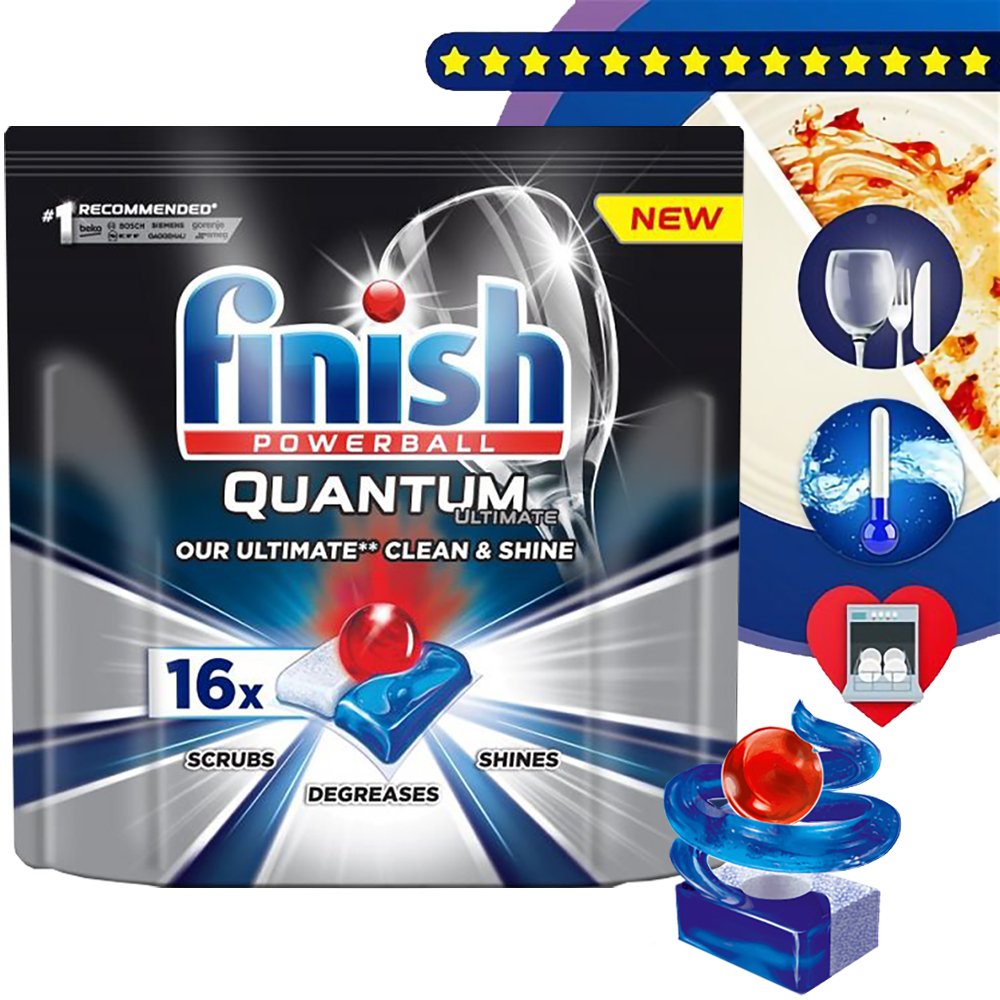 Túi 16 viên rửa chén Finish Quantum Ultimate Dishwasher Tablets QT1021