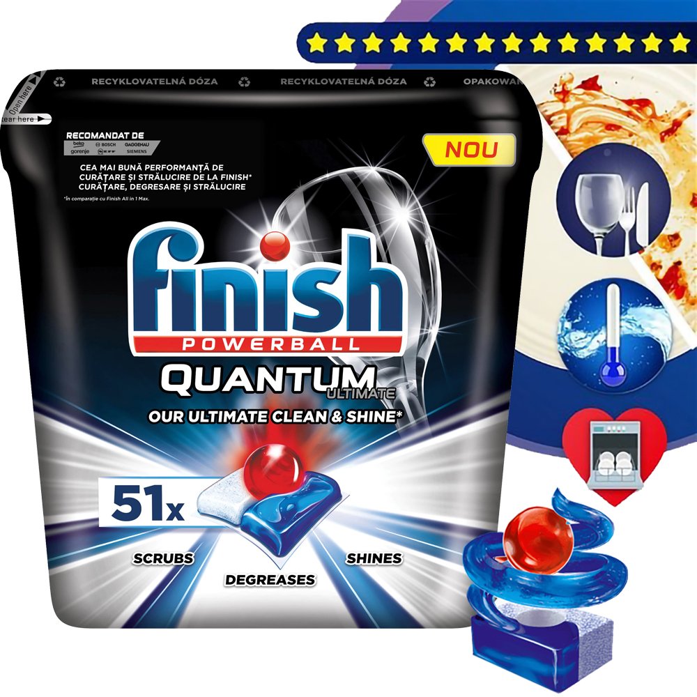 Hộp 51 viên rửa chén Finish Quantum Ultimate Dishwasher Tablets Regular QT0321