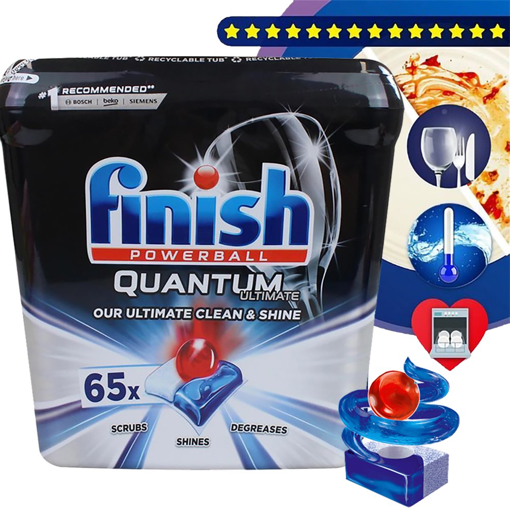 Hộp 65 viên rửa chén Finish Quantum Ultimate Dishwasher Tablets Regular QT1774
