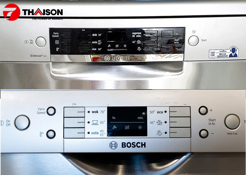 Bảng điều khiển máy rửa bát Bosch SMS63L08EA và SMS46GI01P.