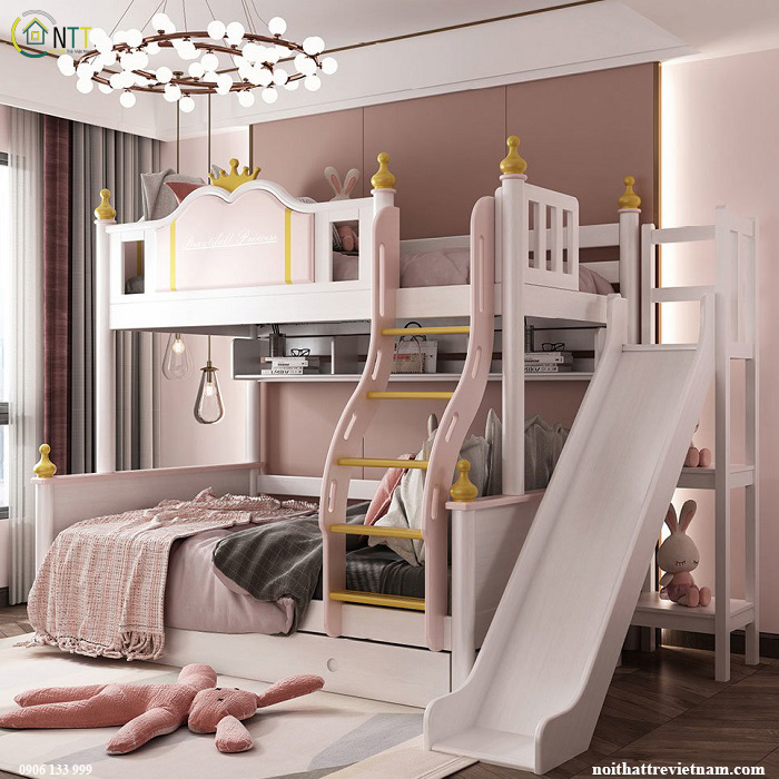 Mẫu giường tầng công chúa thích hợp cho bé gái nữ tính aligncenter