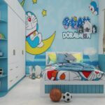Mẫu phòng ngủ màu xanh Doremon ấn tượng