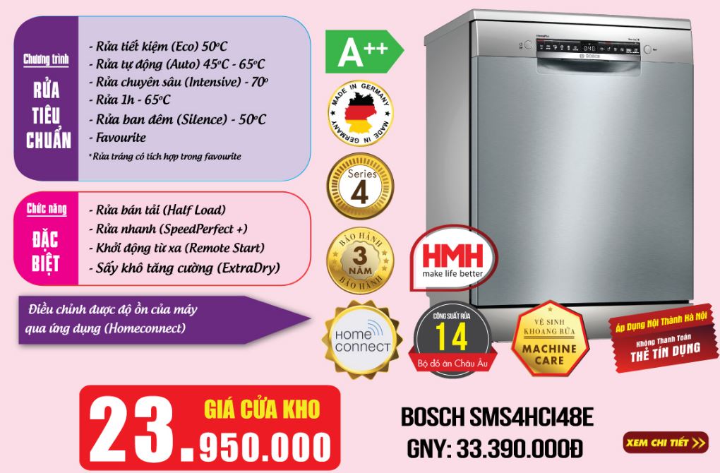 Khuyến mại máy rửa bát Bosch SMS4HCI48Ealigncenter