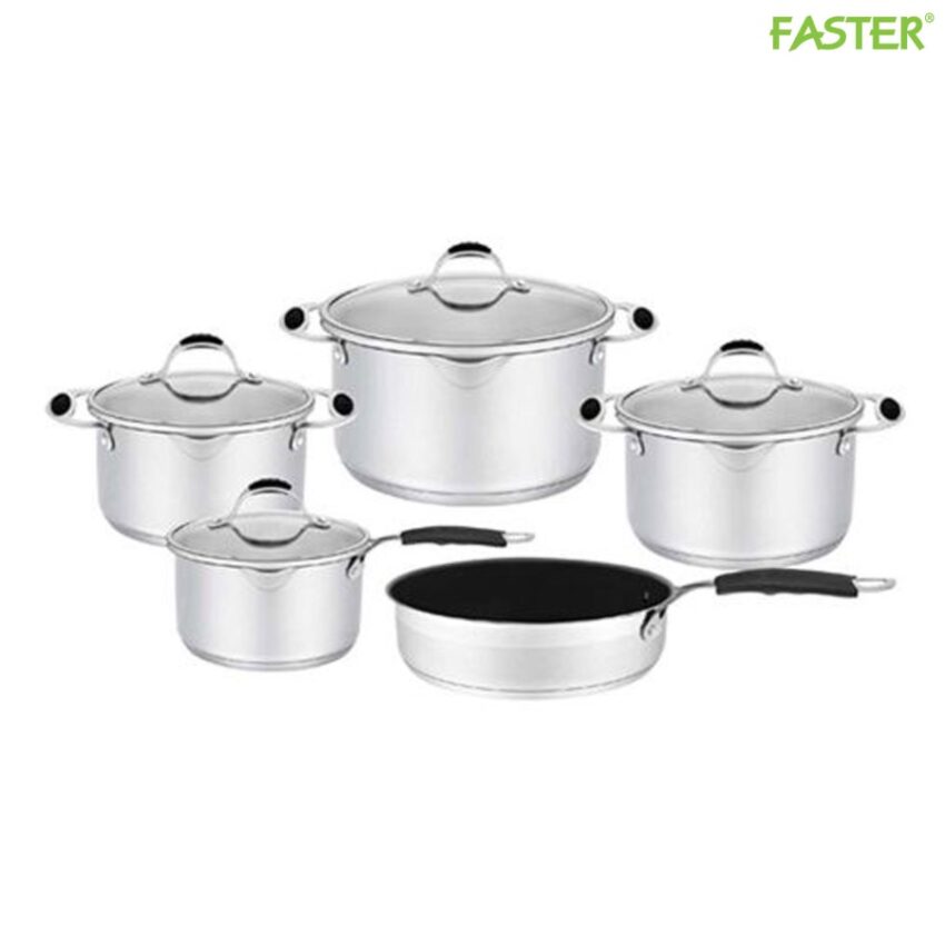 Bộ Nồi Chảo Faster Elegant Cao Cấp - Inox 304, Bếp Từ, 5 Món