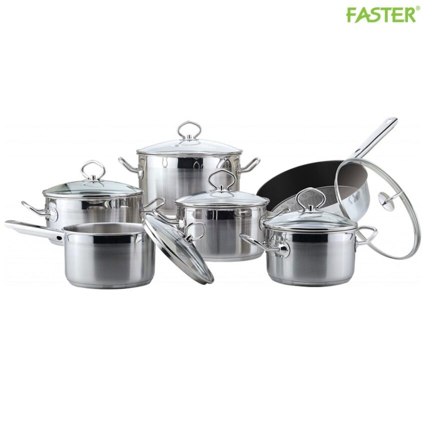 Bộ Nồi Chảo Faster Melody Cookware Set 6 - Inox 304 Cao Cấp, Đa Năng
