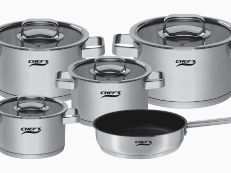 Bộ Nồi Bếp Từ Chef's EH-CW6304 Inox 304 Cao Cấp, 5 Món Tiện Lợi