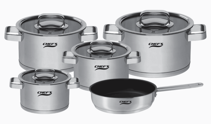 Bộ Nồi Bếp Từ Chef's EH-CW6304 Inox 304 Cao Cấp, 5 Món Tiện Lợi