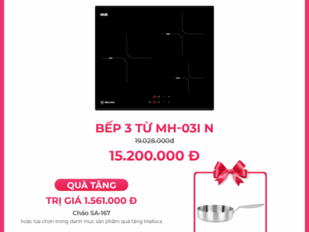 Bếp Từ Malloca MH-03I N - 3 Vùng Nấu, Mặt Kính Eurokera Cao Cấp