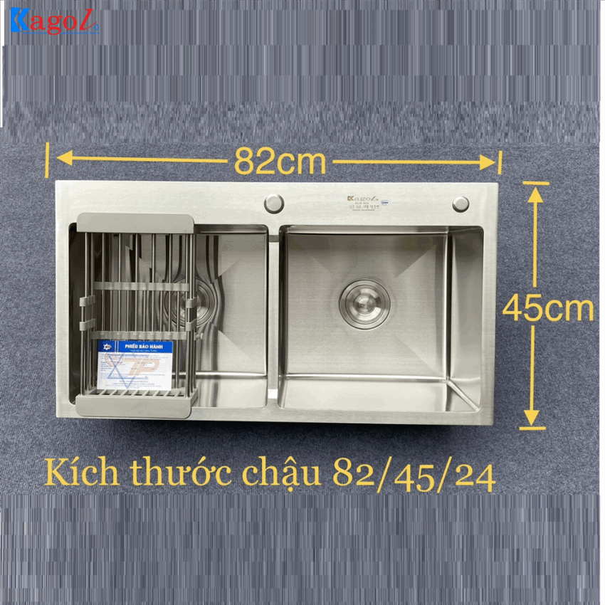Chậu Rửa Bát Inox Kagol KT82X45X24CM - Bền Đẹp, Giá Tốt