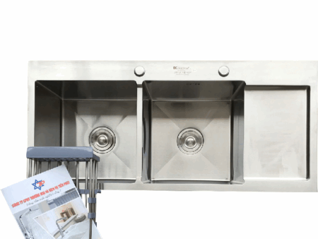 Chậu Rửa Bát Kagol Hai Hố KT100X45X24CM - Inox Cao Cấp, Bền Đẹp