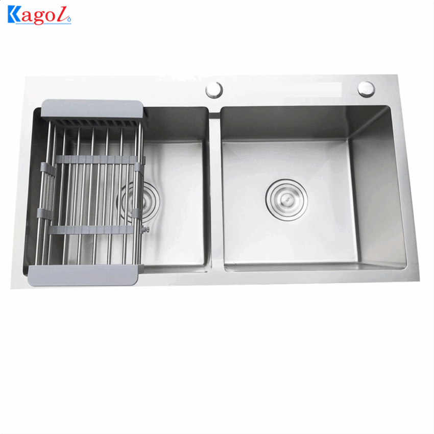 Chậu Rửa Bát Kagol Nano Bạc KT80X45X24CM - Kháng Khuẩn, Bền Đẹp
