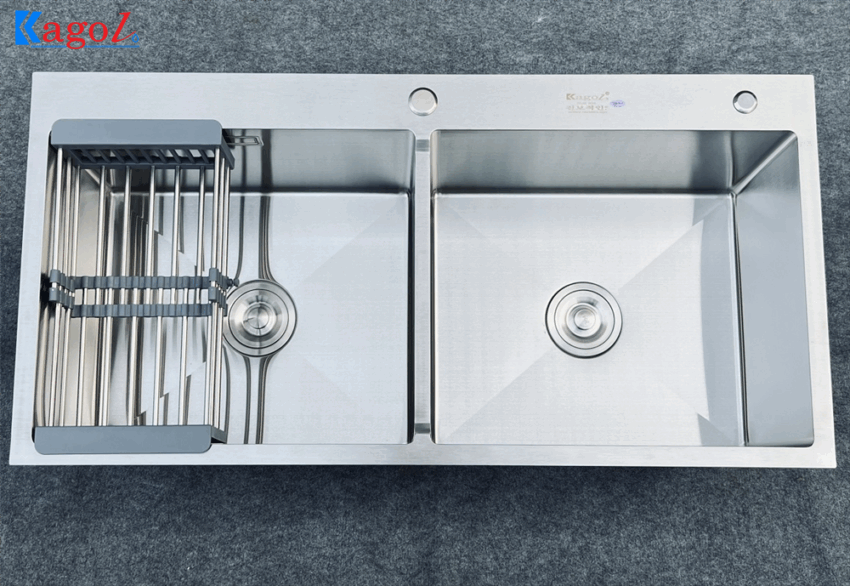Chậu Rửa Bát Inox Kagol Hai Hộc 100x50x24 CM - Bền Đẹp, Giá Tốt