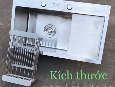 Chậu Rửa Bát Đúc Kagol Inox 1 Hố KT70x40x24cm - Bền Đẹp, Chính Hãng