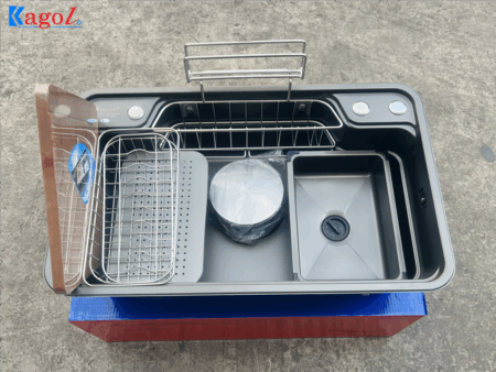 Chậu Rửa Bát Kagol 1 Hố Inox Nano Đen 7848 - Chính Hãng, Bền Đẹp