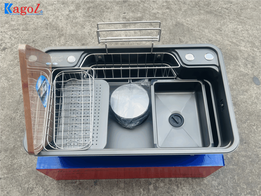 Chậu Rửa Bát Kagol 1 Hố Inox Nano Đen 7848 - Chính Hãng, Bền Đẹp