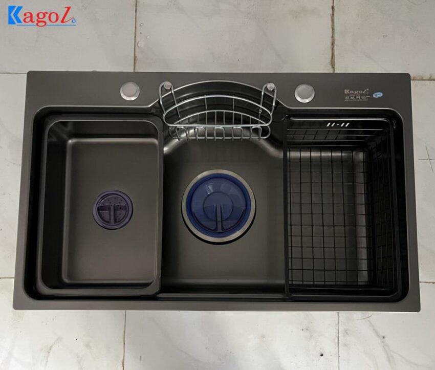 Chậu Rửa Bát Kagol Inox Nano Đen | Bền Đẹp, Chống Xước, Chống Ồn