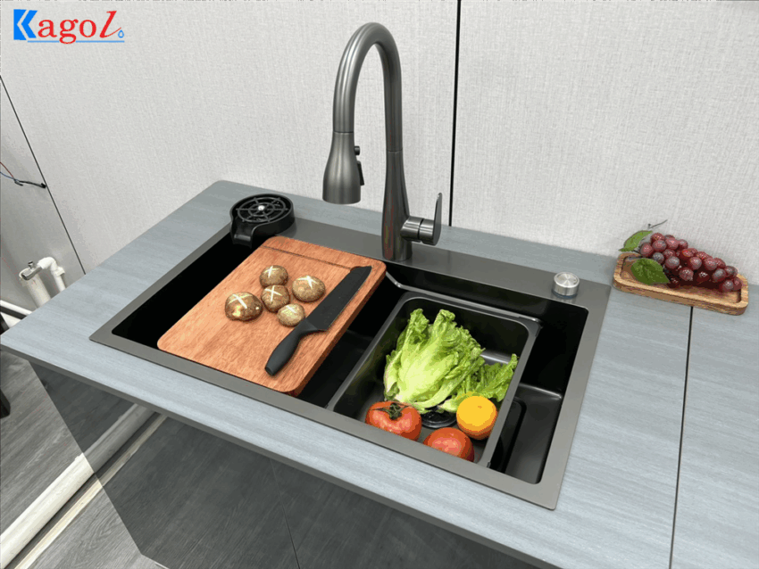 Chậu Rửa Bát Kagol Inox Nano Đen Cao Cấp, Chống Xước