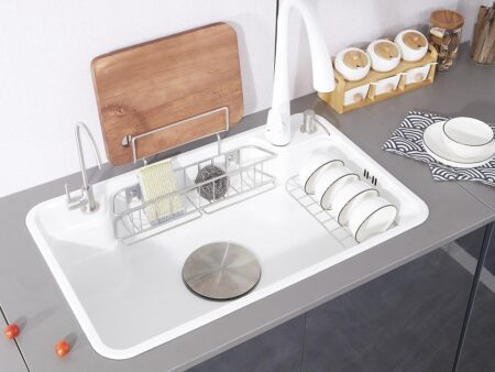 Chậu Rửa Bát Kagol Một Hố Phủ Trắng Inox 304 Cao Cấp