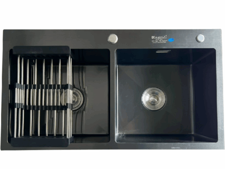 Chậu Rửa Bát Kagol Nano Đen Hai Hố Cân - Chính Hãng, Bền Đẹp