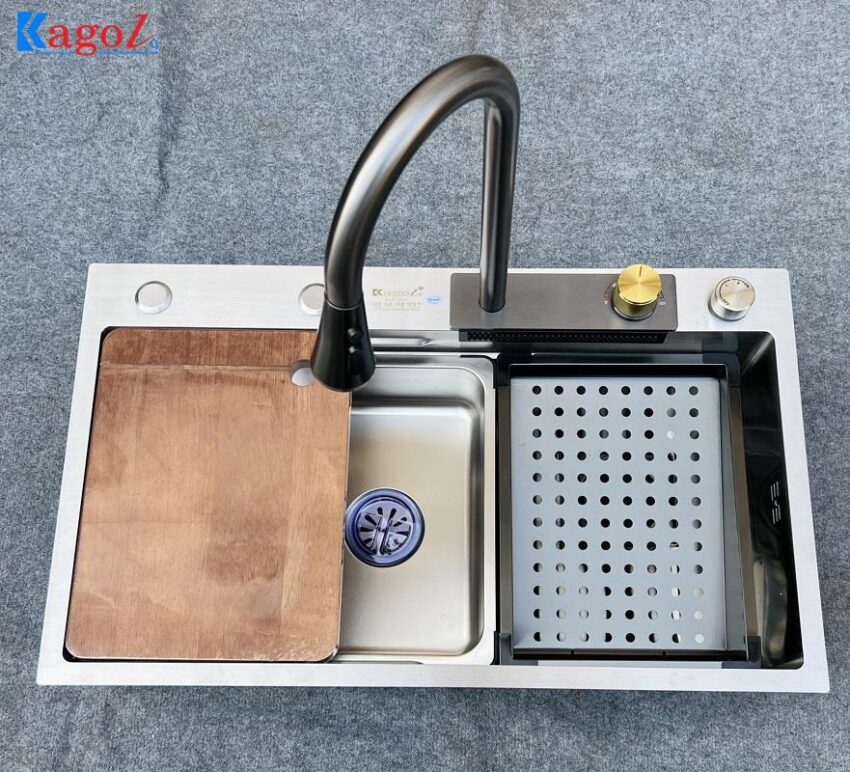 Combo Chậu Vòi Xả Thác Kagol 1 Hộc Inox - Bền Đẹp, Giá Tốt