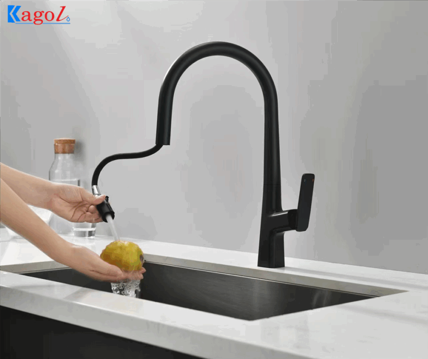 Vòi Rửa Bát Cần Rút Kagol K58 - Đồng Phủ Nano Đen | Giá Tốt Nhất
