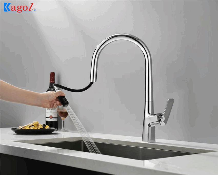 Vòi Rửa Bát Cần Rút Kagol K60 - Chất Liệu Đồng, Tiện Lợi Bếp