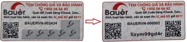 Hình ảnh tem chính hãng Bauer